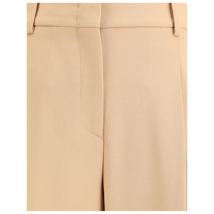 Close-up of Ermanno Scervino Beige Viscose Casual Pants with front zipper, belt loops, and side pockets for a stylish, refined look.