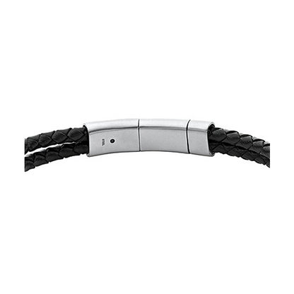 FOSSIL JEWELS JEWELRY Mod. JF04202040, elegant black braided bracelet with silver clasp design