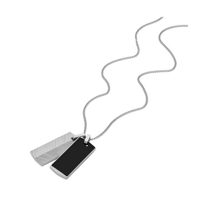 FOSSIL JEWELS JEWELRY Mod. JF04565040 silver and black pendant necklace on white background