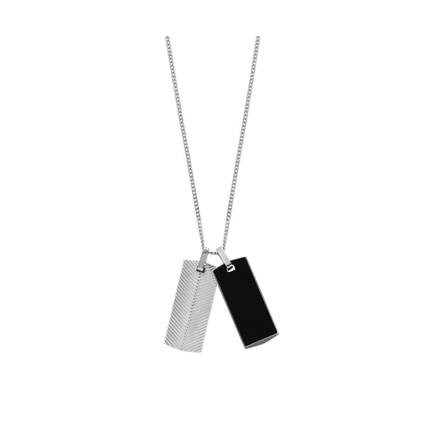 Silver and black pendant necklace - FOSSIL JEWELS JEWELRY Mod. JF04565040