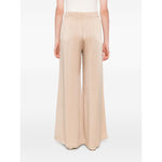 Back view of beige Fabiana Filippi Trousers Powder with elasticated waist, side pockets, straight hem, and wide-leg fit.