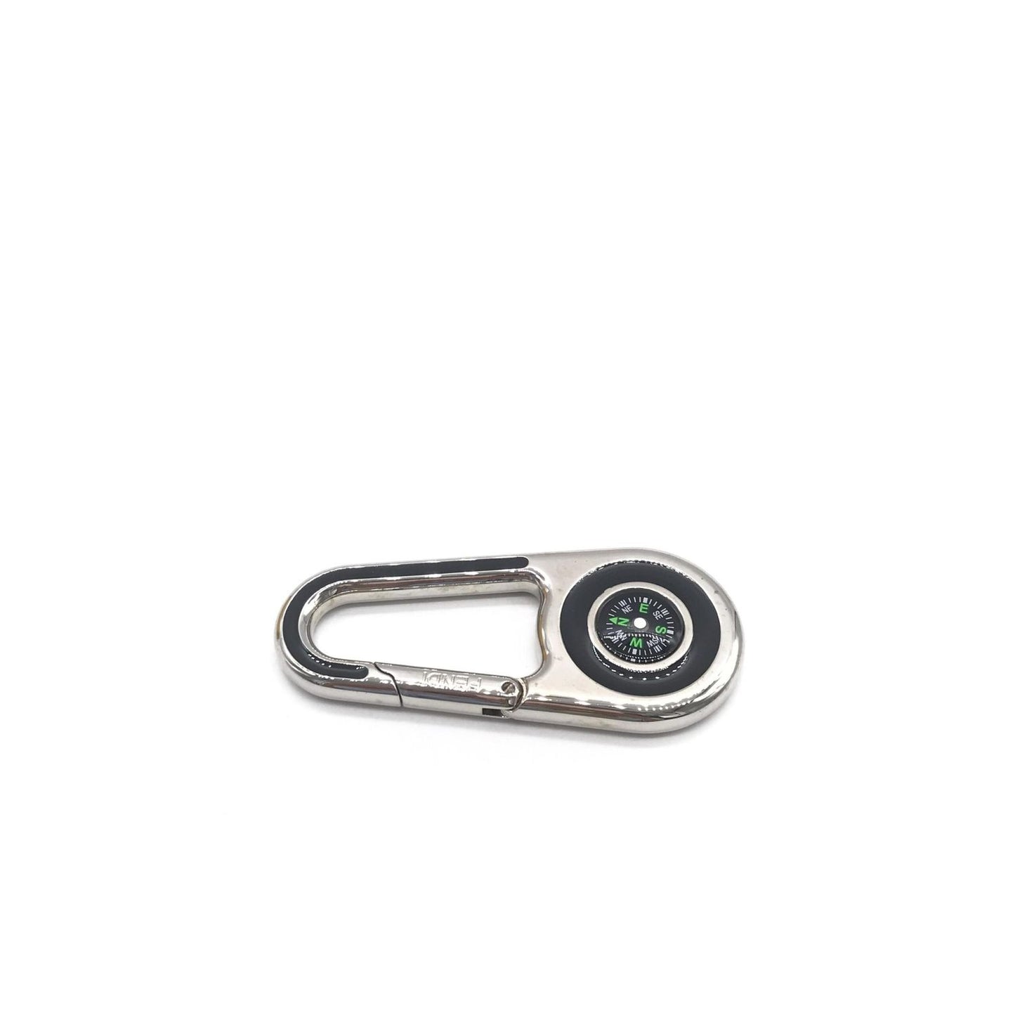 Fendi Silver Metal Compass Charm Keychain