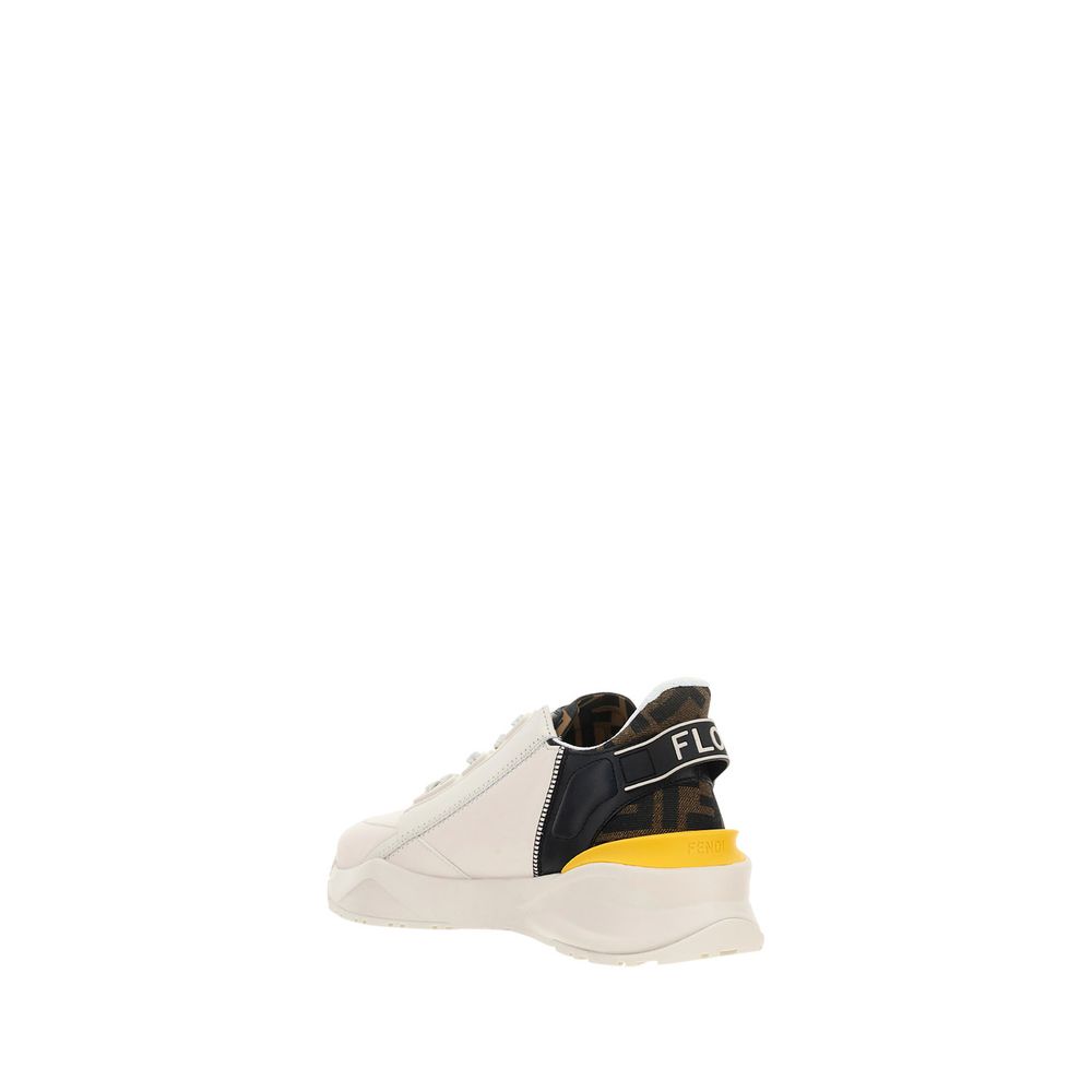 Fendi White Calf Leather Bos Taurus Athletic Sneakers