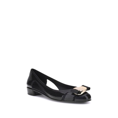 Ferragamo Black Rubber Ballet Flats