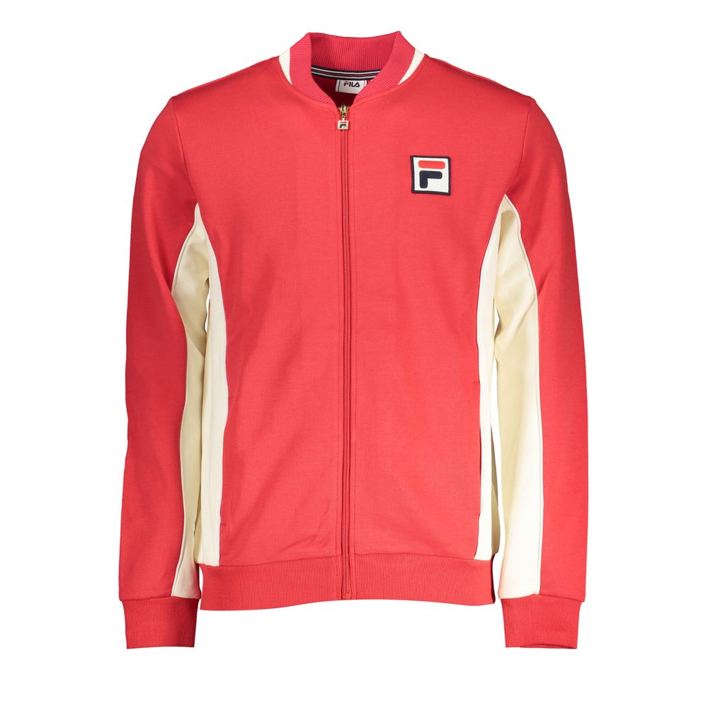 Fila Elegant Long Sleeve Zip Sweatshirt in Pink with contrast details and iconic logo.
