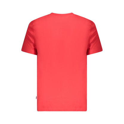 Fila Red Cotton Men T-Shirt back view showcasing vibrant color and design.