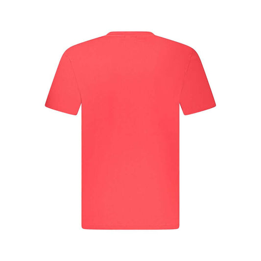 Back view of Fila Red Cotton T-Shirt with short sleeves, crew neck, and logo print made from organic cotton.