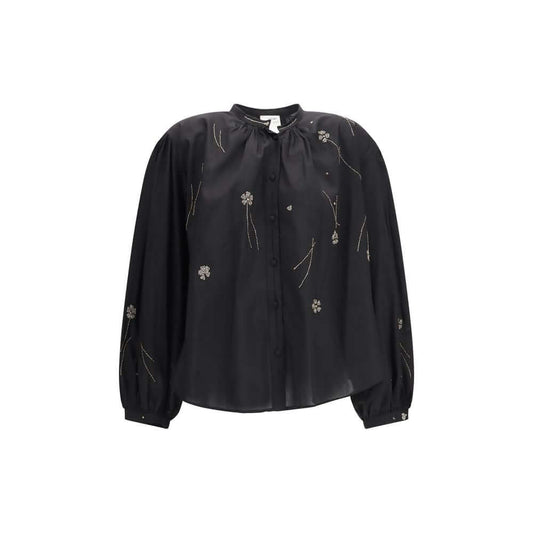Forte_Forte Black Cotton Pattern Shirt