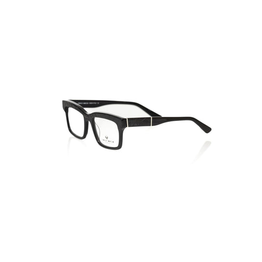 Frankie Morello Black Acetate Unisex Frame with geometric pattern and colored temples.