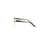 Side view of Frankie Morello Gold Acetate Women's Frame with geometric black and transparent pattern.