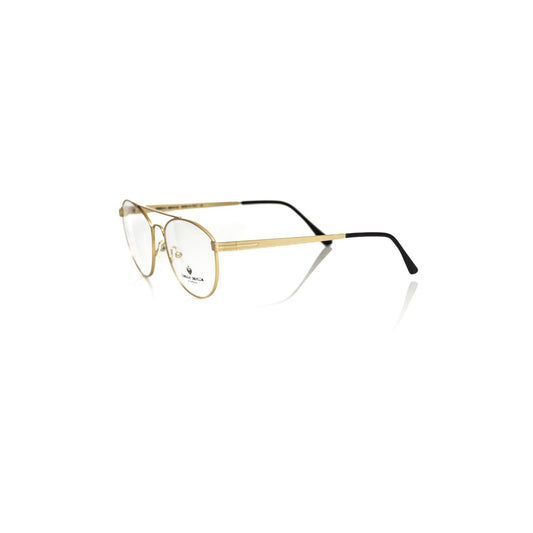 Frankie Morello Gold Metallic Unisex Frame Eyeglasses with sleek Italian design and aviator style for fashion-forward individuals.