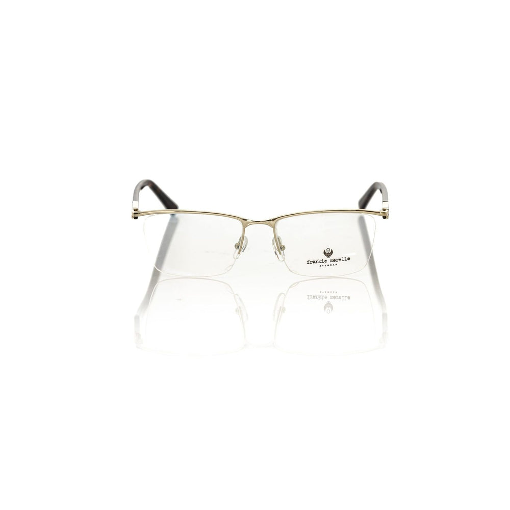 Frankie Morello Gold Metallic Unisex Frame with gold-colored metal and Havana temples, showcasing the Italian craftsmanship.