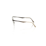 Side view of Frankie Morello Gold Metallic Women's Frame Eyeglasses on white background.