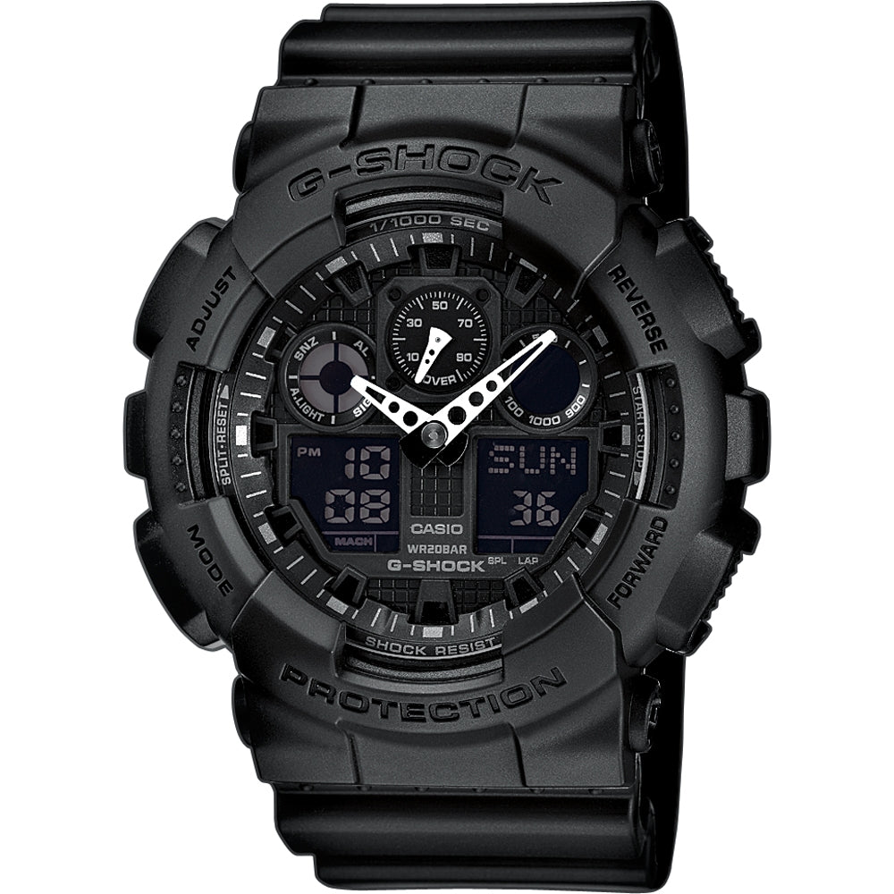 CASIO G-SHOCK Mod. GS BASIC multifunction wristwatch, 20 ATM water resistant, 51 mm resin case, quartz movement, mineral dial, official box.