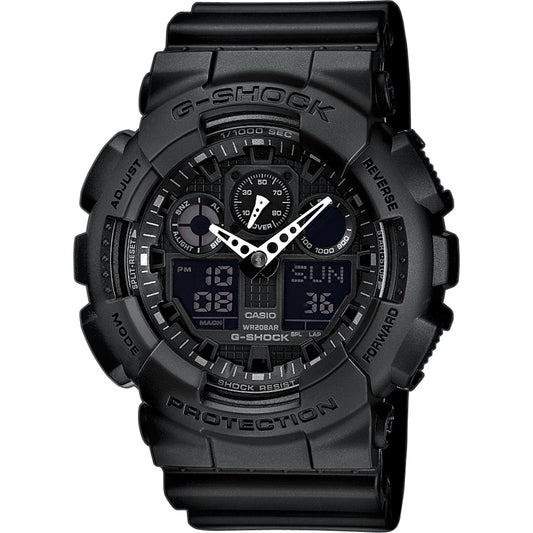 CASIO G-SHOCK Mod. GS BASIC multifunction wristwatch, 20 ATM water resistant, 51 mm resin case, quartz movement, mineral dial, official box.