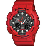 Red CASIO G-SHOCK Mod. GS BASIC wristwatch with multifunction quartz movement, resin strap, and 20 ATM water resistance in official box.