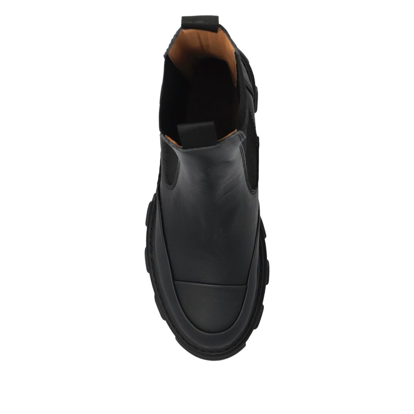 GANNI Boots Black with chunky rubber sole, elastic side panels, and pull-tab for easy wear.
