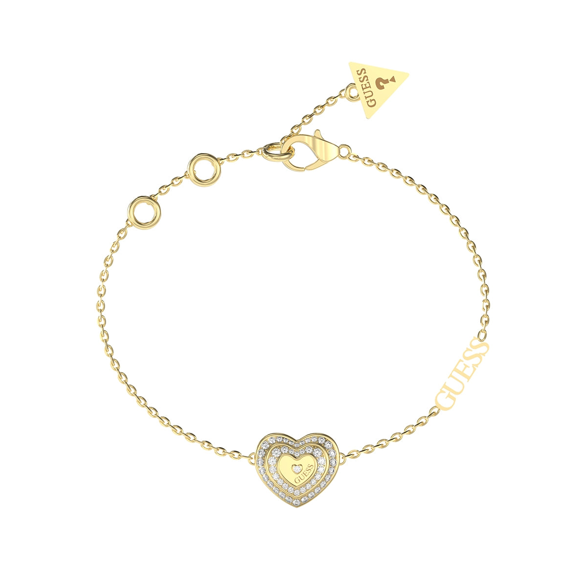 GUESS JEWELS JEWELRY Mod. JUBB04031JWYGS gold heart bracelet with crystals