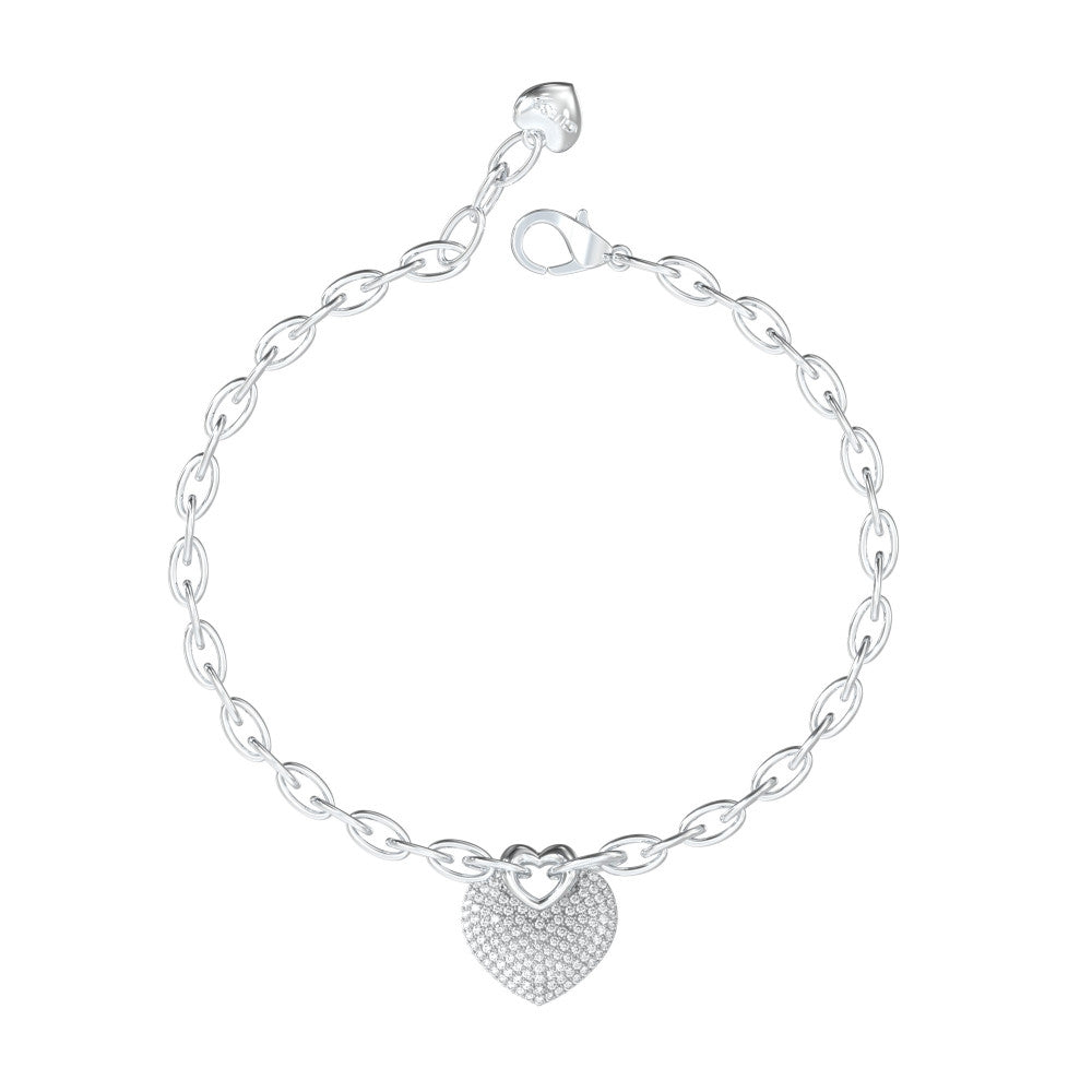 GUESS JEWELS JEWELRY Mod. JUBB05214JWRHS silver heart charm bracelet with chain link design