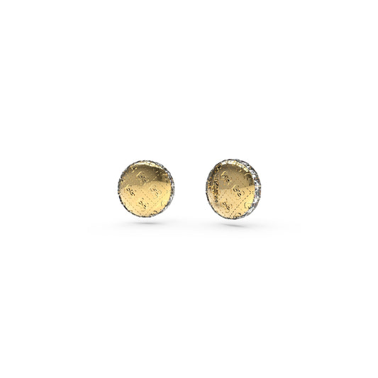 GUESS JEWELS JEWELRY Mod. JUBE04265JWYGT-U gold stud earrings on white background
