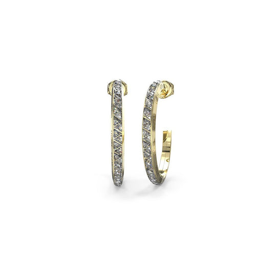 GUESS JEWELS JEWELRY Mod. JUBE04564JWYGT-U gold and silver hoop earrings with rhinestone detailing