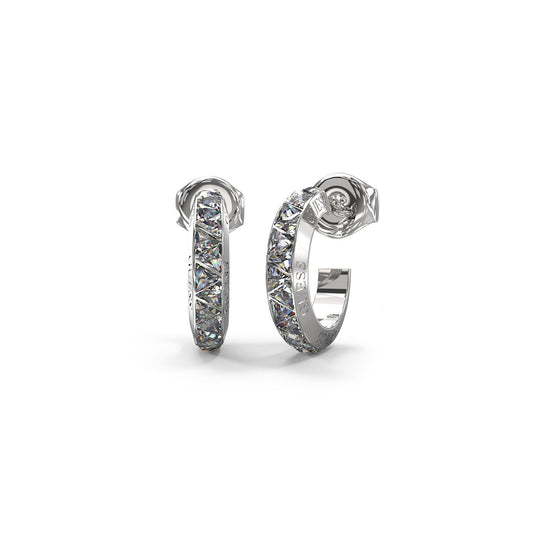 GUESS JEWELS JEWELRY Mod. JUBE04573JWRHT-U elegant silver hoop earrings with sparkling gemstones