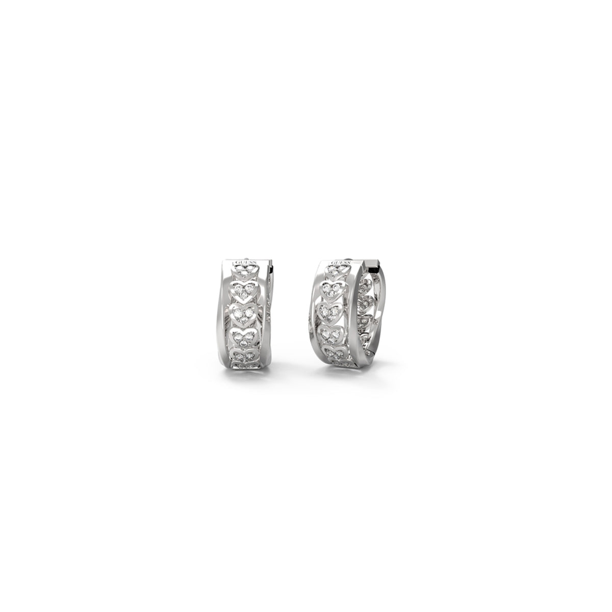 GUESS JEWELS JEWELRY Mod. JUBE04604JWRHT-U silver hoop earrings with crystal accents, elegant and stylish design for fashion enthusiasts.