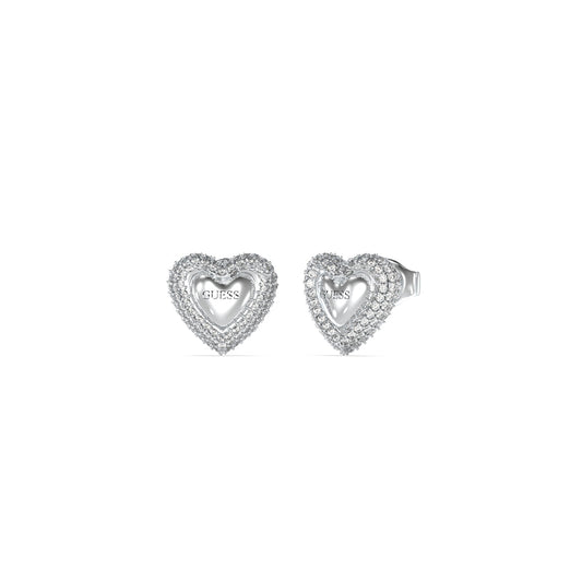 GUESS JEWELS JEWELRY Mod. JUBE05020JWRHT-U silver heart-shaped earrings with crystal details