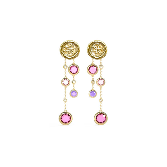 GUESS JEWELS JEWELRY Mod. JUBE05091JWYGFCT-U earrings with gold accents and colorful gemstones, elegant design for fashion accessories.