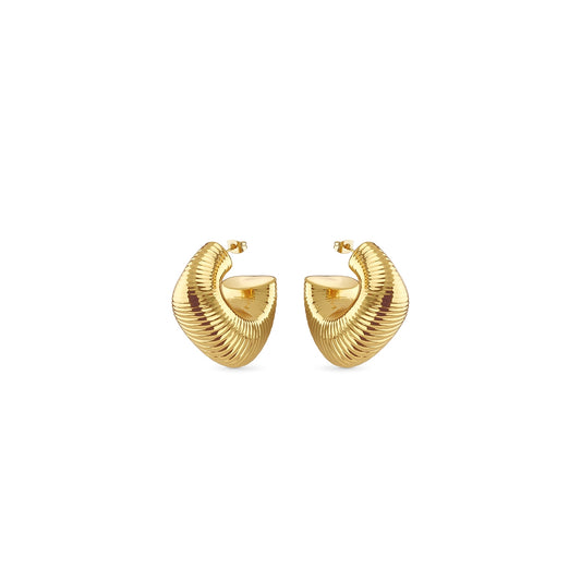 GUESS JEWELS JEWELRY Mod. JUBE05333JWYGT-U gold hoop earrings on white background