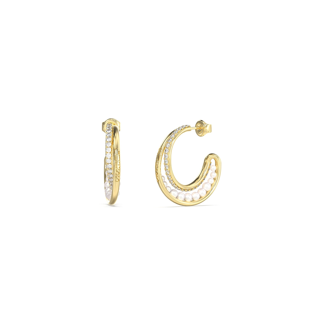Elegant gold hoop earrings from GUESS JEWELS JEWELRY Mod. JUBE05524JWYGT-U with shimmering details.