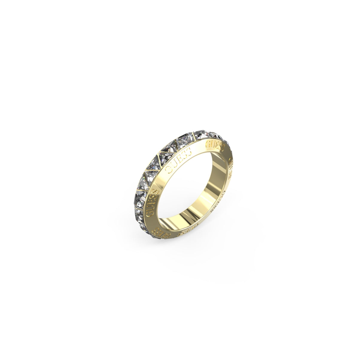 GUESS JEWELS JEWELRY Mod. JUBR04575JWYG52 gold ring with clear stones
