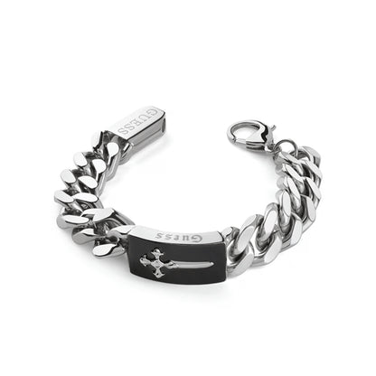 GUESS JEWELS JEWELRY Mod. JUMB04022JWSTBKS silver bracelet with chain link design and clasp