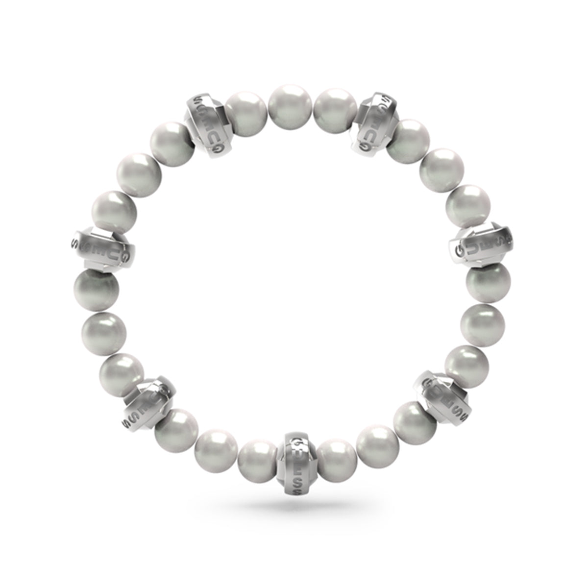 GUESS JEWELS JEWELRY Mod. JUMB04069JWSTWIT-U elegant pearl bracelet with metallic accents