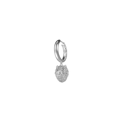 GUESS JEWELS JEWELRY Mod. JUME01304JWSTT-U, silver hoop earring with lion head charm.