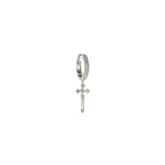 GUESS JEWELS JEWELRY Mod. JUME04025JWSTT-U, silver earring with cross charm, stylish accessory for a trendy look