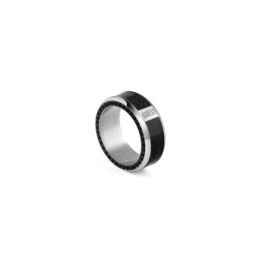 GUESS JEWELS JEWELRY Mod. JUMR04041JWSTBK64 black and silver ring