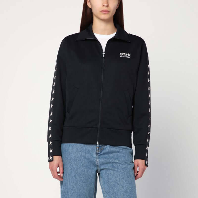Golden Goose Black zip sweatshirt with stars GWP00875P000520/R_GOLDE-80203_323