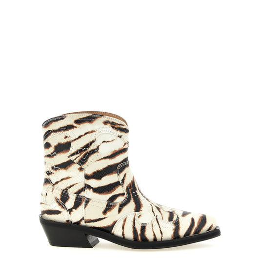 Ganni Beige Polyester Chelsea Boots