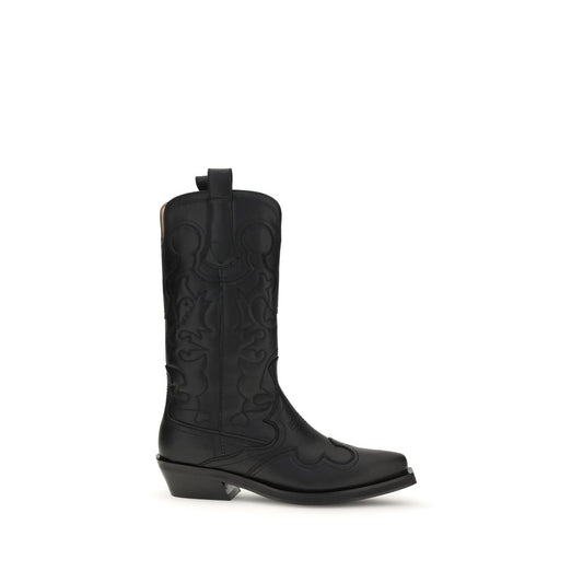 Ganni Black Recycled Leather Boots Ganni