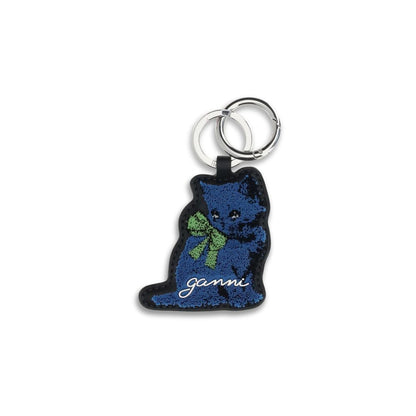 Ganni Blue Recycled Leather Keychain Ganni
