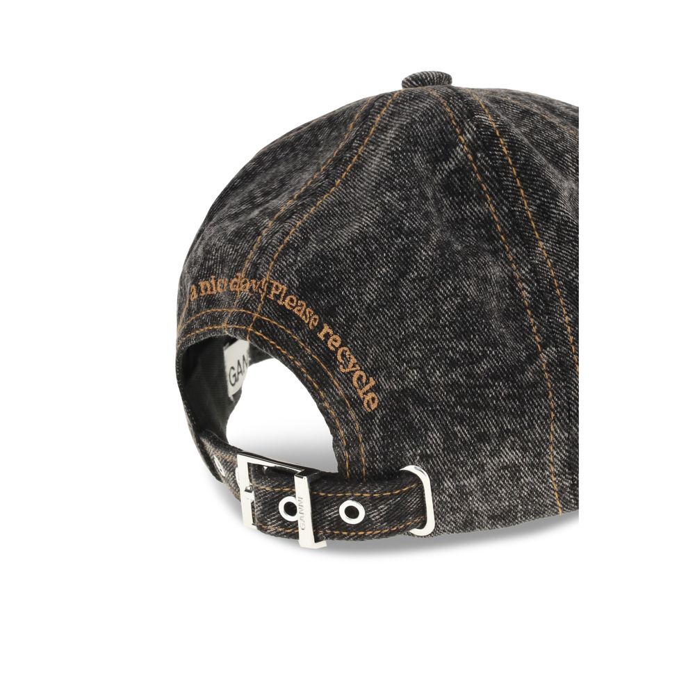 Ganni Gray Cotton Cap (Baseball Hat) Ganni