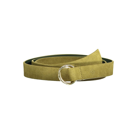 Gant Green Leather Belt with metal buckle and logo detail, stylish and durable accessory.