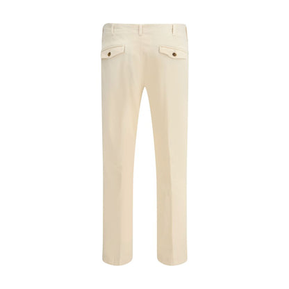 Germano Cream Cotton Casual Pants with belt loops and five-pocket design, perfect for a modern slim fit look. Ideal for AW25 fashion.