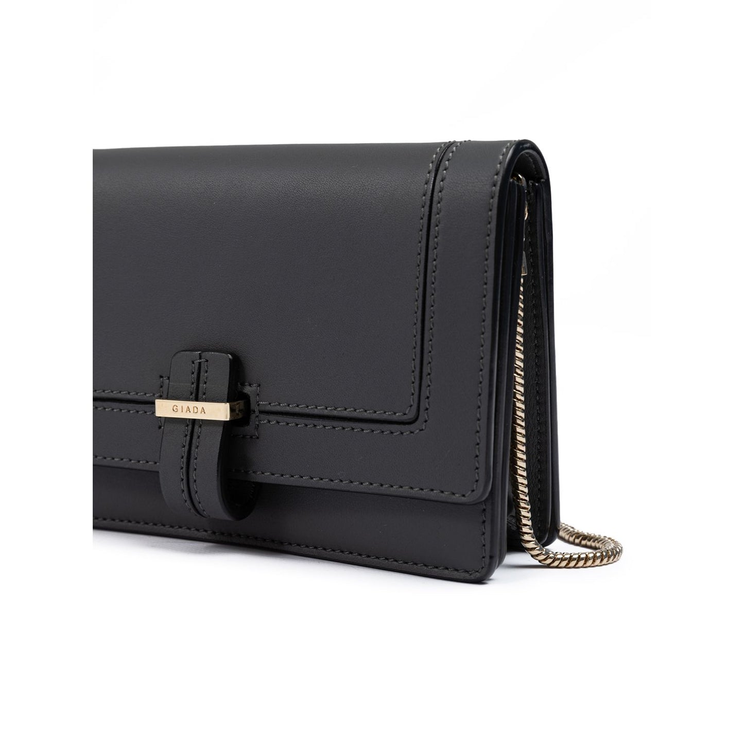 Giada Dark Grey Leather Clutch Bag Giada