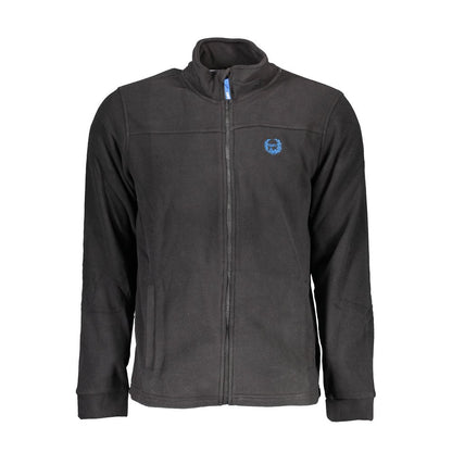 Gianmarco Venturi Black Polyester Sweatshirt with long sleeves, 2 pockets, zip closure, and logo embroidery