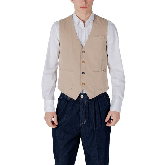 Gianni Lupo Beige Cotton Waistcoat Gianni Lupo