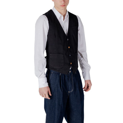 Gianni Lupo Black Cotton Waistcoat