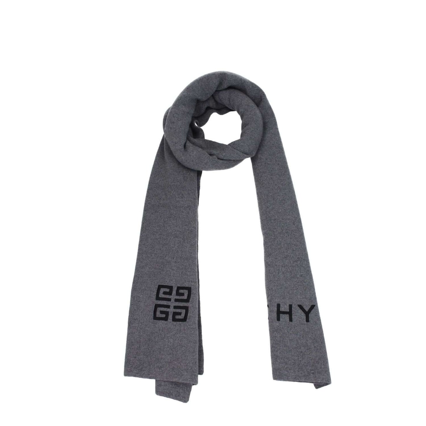 Givenchy Gray Wool Scarf with logo, 70% wool and 30% cashmere, 40x180 cm, casual style. MPN BP007RP0H7097, gray color.