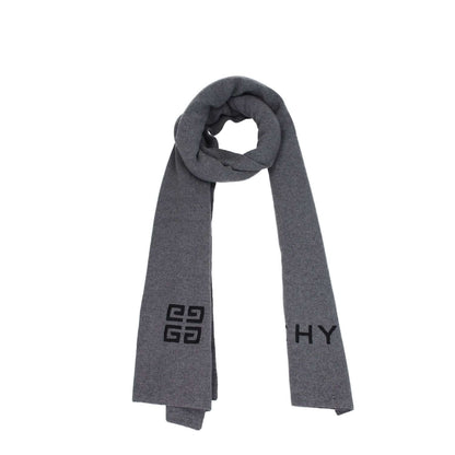 Givenchy Gray Wool Scarf with logo, 70% wool and 30% cashmere, 40x180 cm, casual style. MPN BP007RP0H7097, gray color.